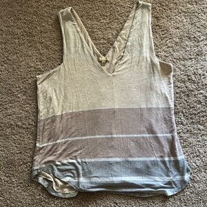 Bordeaux Cream and White Sleeveless Tank Top with V-Neck